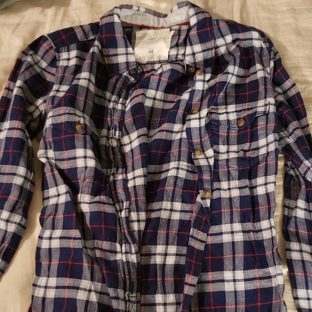 H&m plaid long sleeved shirt